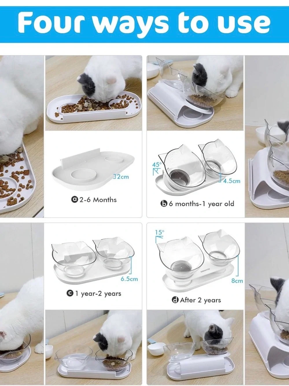 Dorakitten Clear Double Cat Bowl Set